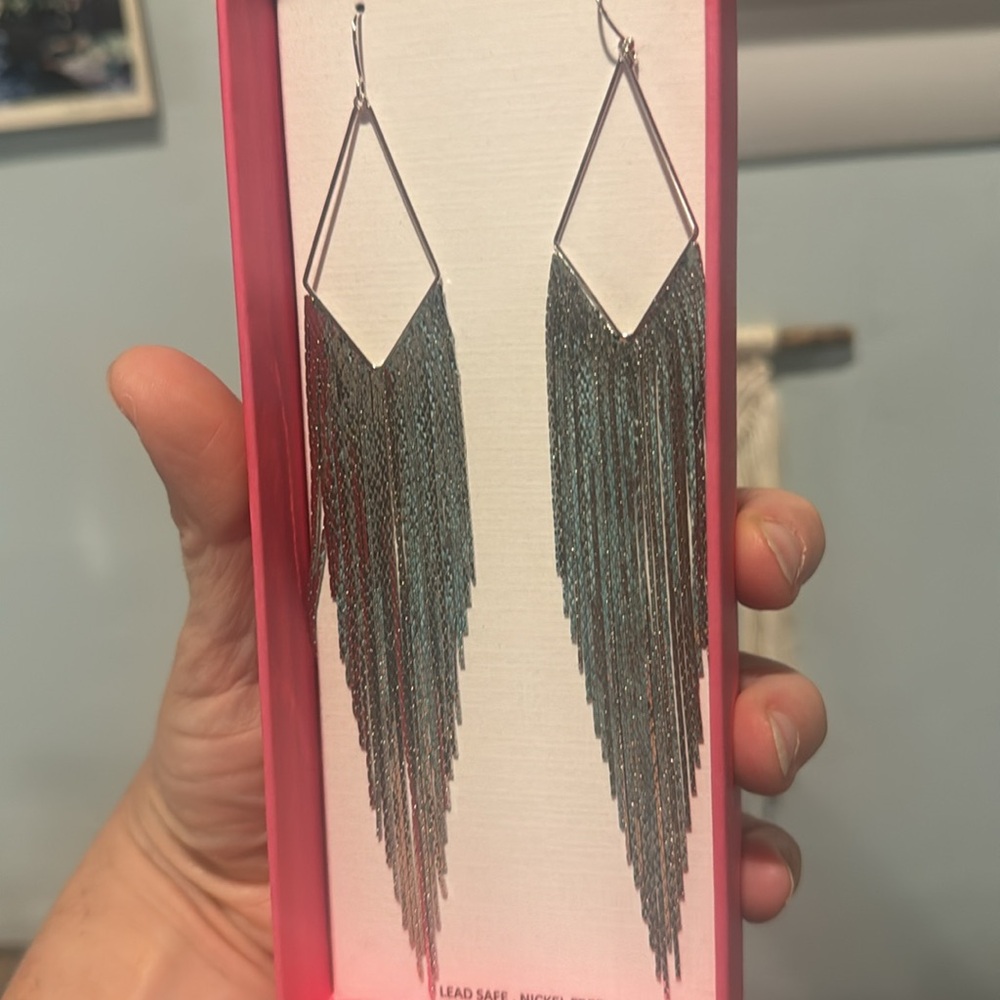 NWT House of Harlow Silver Statement Earrings - Picture 2 of 4